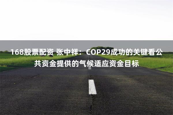 168股票配资 张中祥：COP29成功的关键看公共资金提供的气候适应资金目标